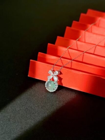 myglowjewels Natural Jadeite Pendant Necklace,S925 Silver Pendant,Healing Jewelry,Women’s Pendant Necklaces, Fashion Jewelry