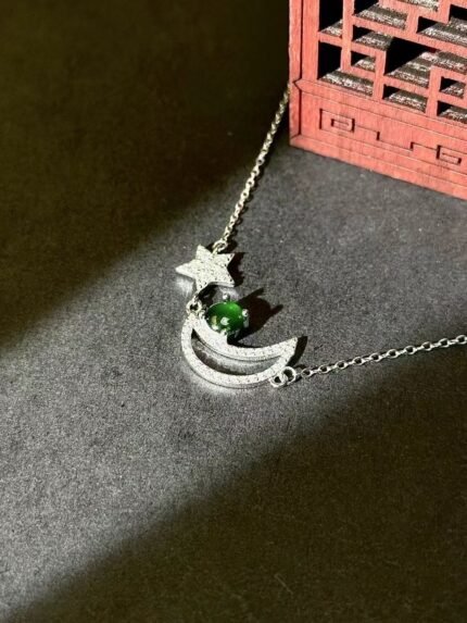myglowjewels Natural Jadeite Pendant Necklace,S925 Silver Pendant,Healing Jewelry,Women’s Pendant Necklaces, Fashion Jewelry