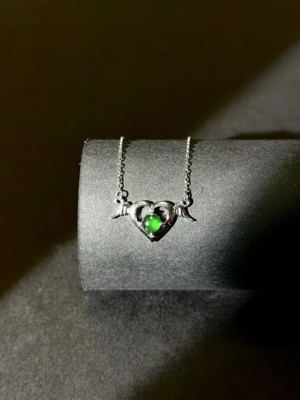 myglowjewels Natural Jadeite Pendant Necklace,S925 Silver Pendant,Healing Jewelry,Women’s Pendant Necklaces, Fashion Jewelry