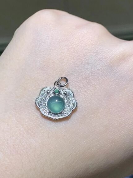 myglowjewels Natural Jadeite Pendant Necklace,S925 Silver Pendant,Healing Jewelry,Women’s Pendant Necklaces, Fashion Jewelry