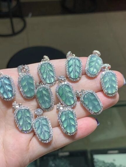 myglowjewels Natural Jadeite Pendant Necklace,S925 Silver Pendant,Healing Jewelry,Women’s Pendant Necklaces, Fashion Jewelry