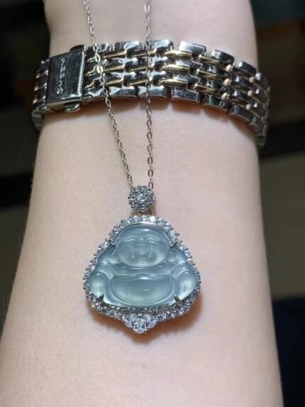 myglowjewels Natural Jadeite Pendant Necklace,S925 Silver Pendant,Healing Jewelry,Women’s Pendant Necklaces, Fashion Jewelry